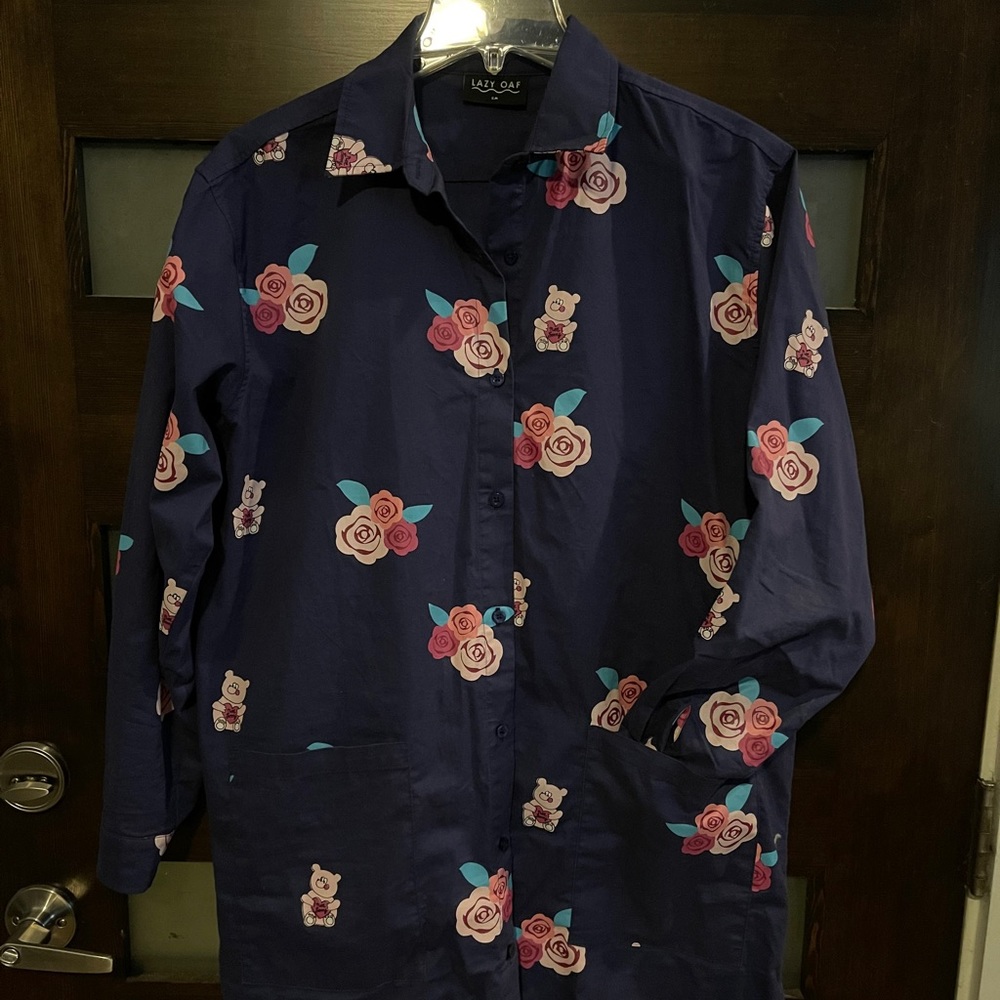 Lazy Oaf Not Sorry teddy bear shirt dress